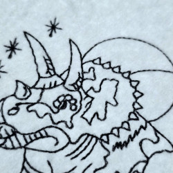 Triceratops Dinosaur With Flowers Line Art