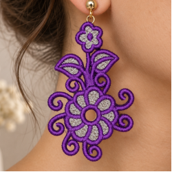 Turquoise Scroll Flower FSL Earring