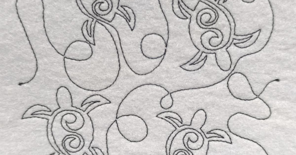 Turtle Swirl Quilting Pattern Embroidery Design - Instant Download