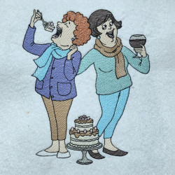 Two Women Celebrating with Cake