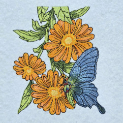 Vibrant Butterfly Floral Panel Three