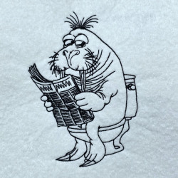 Walrus on Toilet Line Art