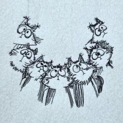 Whiskered Cat Cluster Line Art