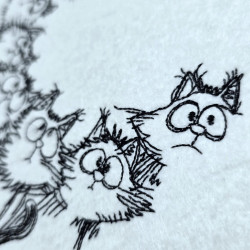 Whiskered Cat Cluster Line Art