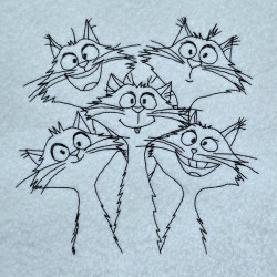 Whiskered Cat Gathering Line Art