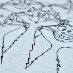 Whiskered Cat Gathering Line Art