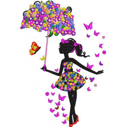 Butterfly Floral Girl with Umbrella