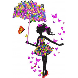 Butterfly Floral Girl with Umbrella