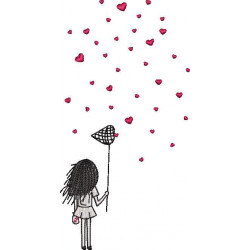 Girl Catching Hearts