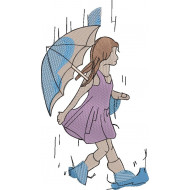 Girl Walking In Rain