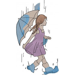 Girl Walking In Rain