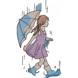 Girl Walking In Rain