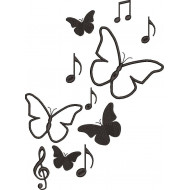 Music Signs And Butterflies Embroidery Pattern