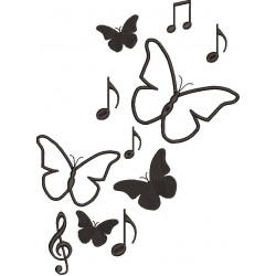 Music Signs And Butterflies Embroidery Pattern