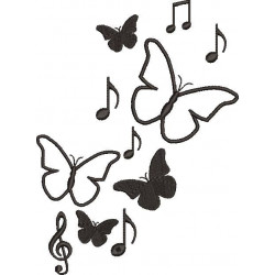 Music Signs And Butterflies Embroidery Pattern