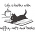 Coffee, Cats and Books Embroidery Pattern 