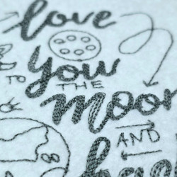 Love You To The Moon And Back Space Doodle Quote
