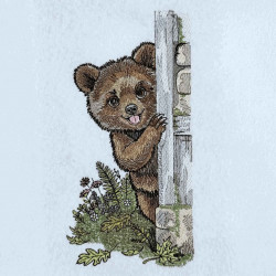 Cozy Woodland Peeking Bear
