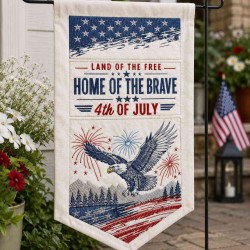 Home Of The Brave Garden Flag Panel Embroidery Design