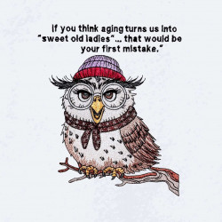 Aging Ladies Funny Owl Saying