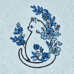 Cat With Blue Blossoms