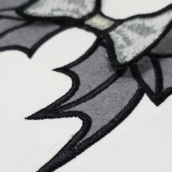 Elegant Grey Bat Wing 3D FSL Bow Applique