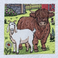 Summer  Highland Cow And Goat Panel 03