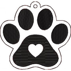 Dog Paw Heart Key Fob