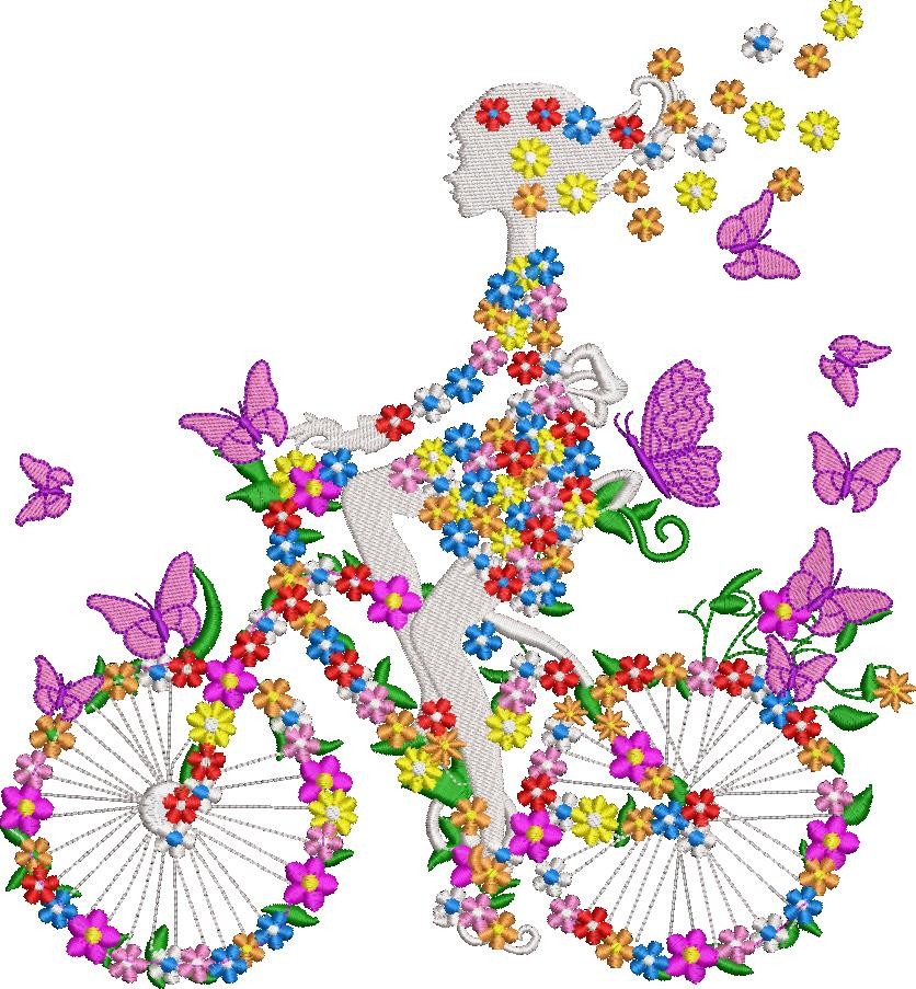 Floral Girl on Floral Bicycle Floral Girl on Floral Bicycle