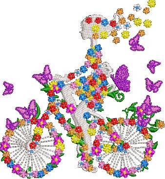 Floral Girl on Floral Bicycle Floral Girl on Floral Bicycle