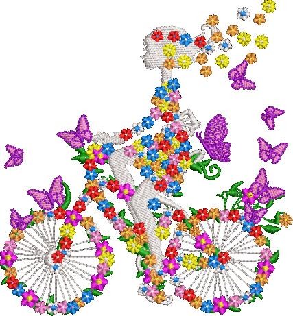 Floral Girl on Floral Bicycle Floral Girl on Floral Bicycle