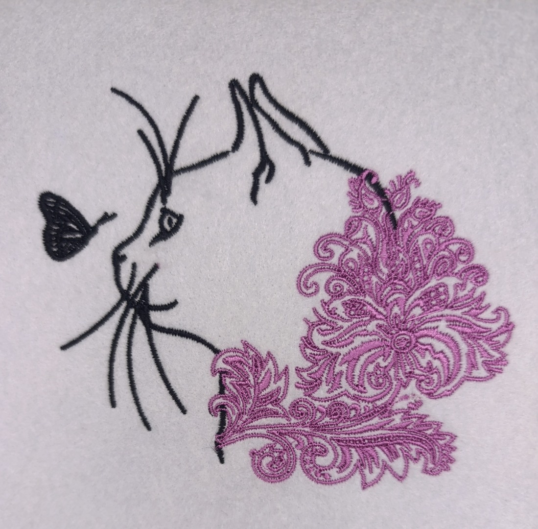 Floral Cat And Butterfly Floral Cat And Butterfly