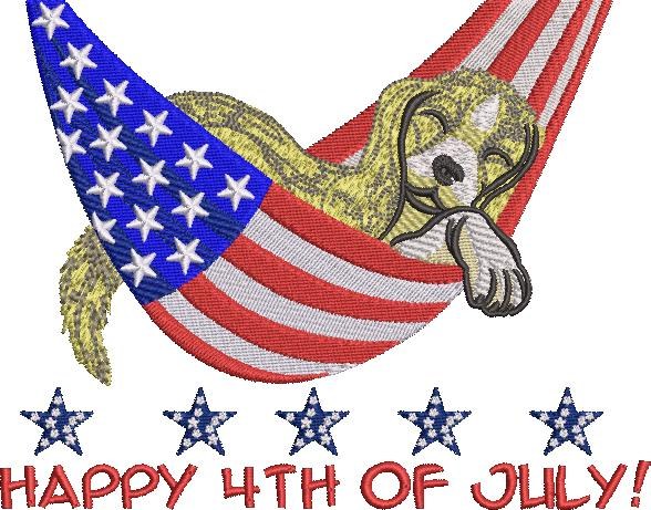 Dog In Patriotic Hammock