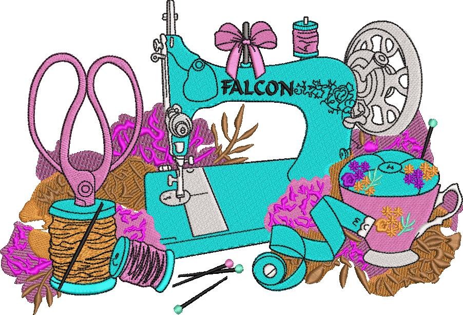 Floral Sewing Machine Design Floral Sewing Machine Design