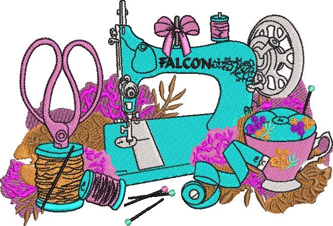 Floral Sewing Machine Design Floral Sewing Machine Design