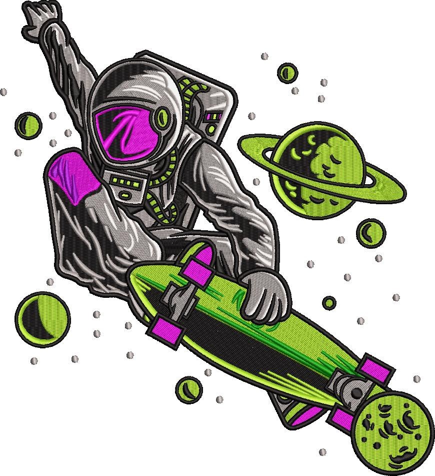Astronaut Skateboarding On Universe