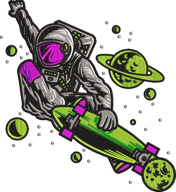Astronaut Skateboarding On Universe