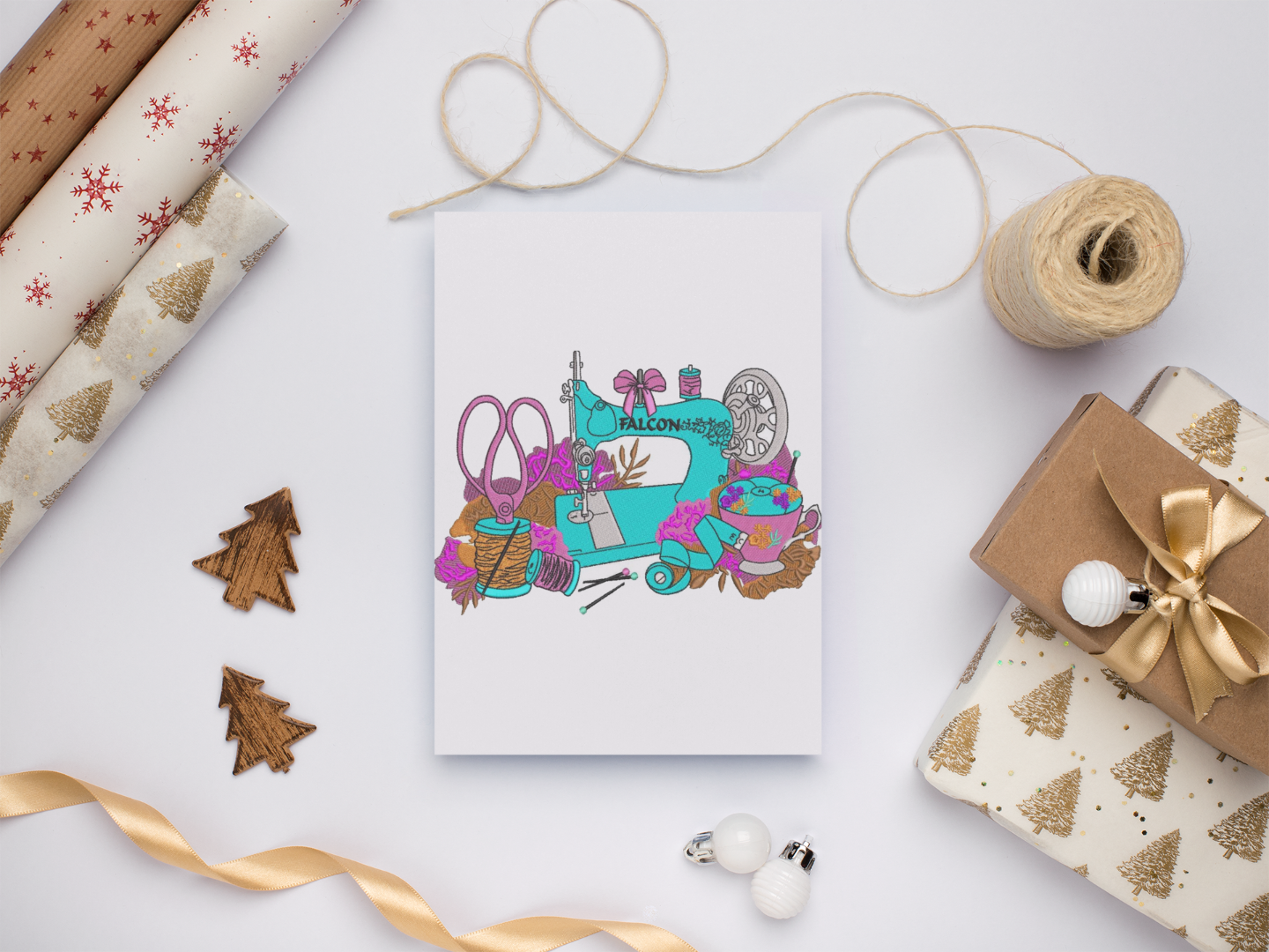 Floral Sewing Machine Design Floral Sewing Machine Design