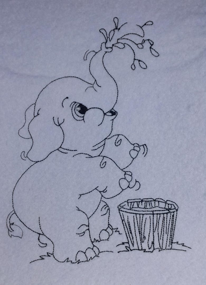 Elephant Redwork Design