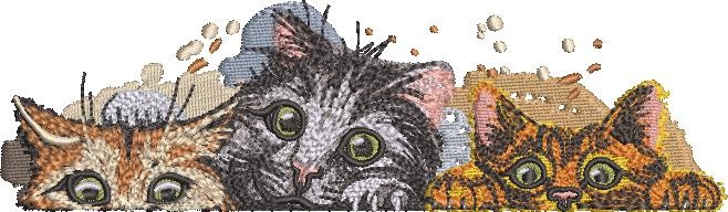 Three Cats on the Wall Three Cats on the Wall