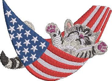 Cat In Patriotic Hammock Cat In Patriotic Hammock