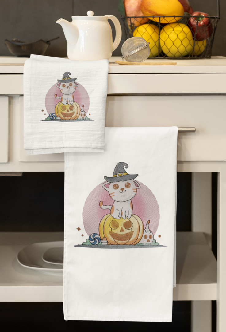 Cute Cat On Halloween Pumpkin