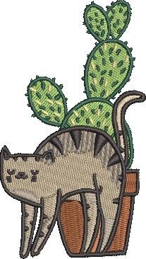 Cat With Cactus Plant