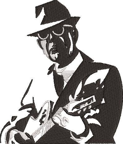 Leonard Cohen With Guitar Silhouette 