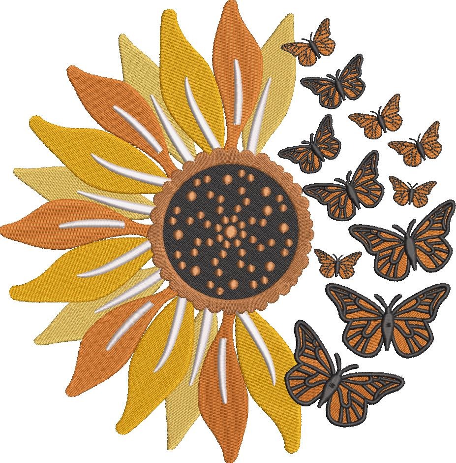 Sunflower And Butterfly Sunflower And Butterfly