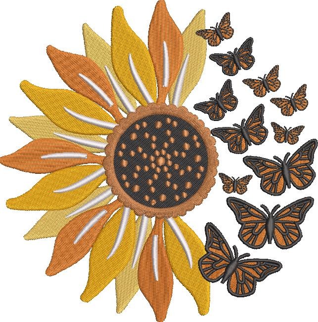 Sunflower And Butterfly Sunflower And Butterfly