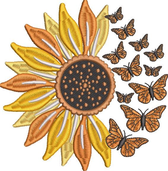 Sunflower And Butterfly Sunflower And Butterfly