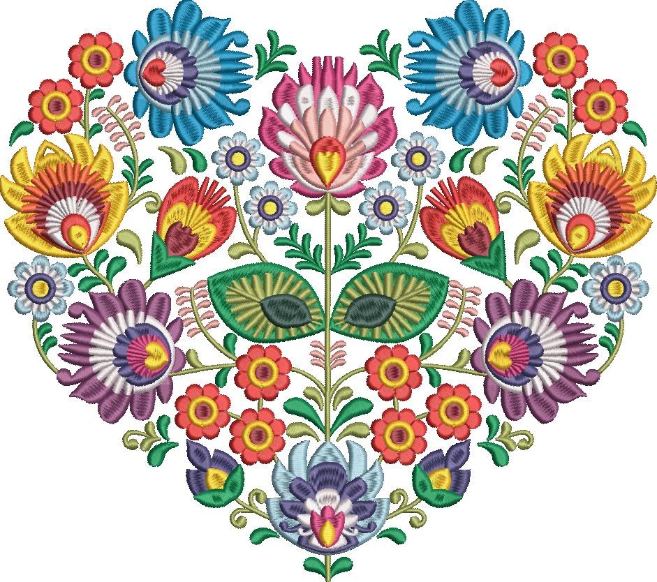 Polish Folk Heart Cross Stitch Pattern