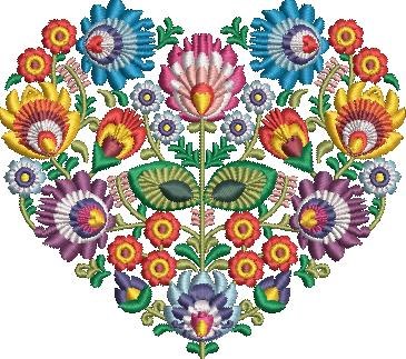 Polish Folk Heart Cross Stitch Pattern