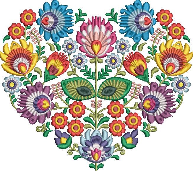 Polish Folk Heart Cross Stitch Pattern